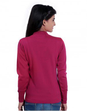 Womens T Neck Basic Sweater Cherry Red